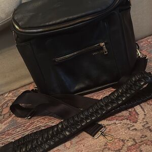 Black Crossbody Bag with Quilted Strap fawn design bag fawn designer diaper bag